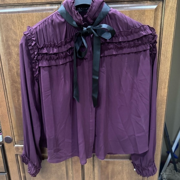 Excellent preloved condition Few Moda Wine Color Hidden-button Blouse Size Med - Picture 8 of 11